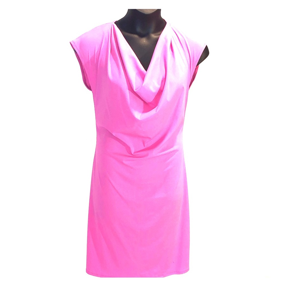 Pink drape neck dress. NWOT